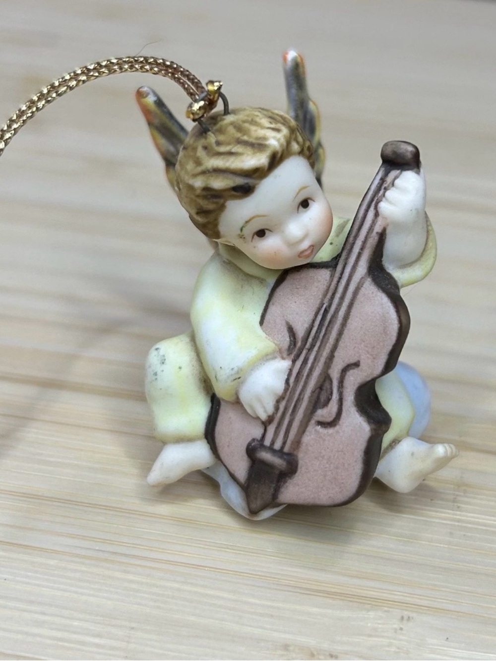 Hummel Yellow Angel Playing Cello Porcelain Ornament